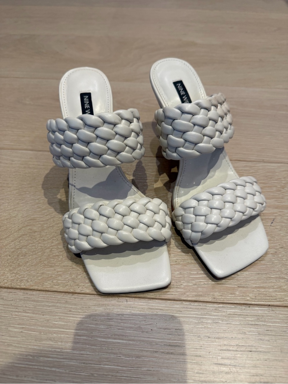 NINE WEST off white Braided Straps kitten heel   Sandals size 38.5